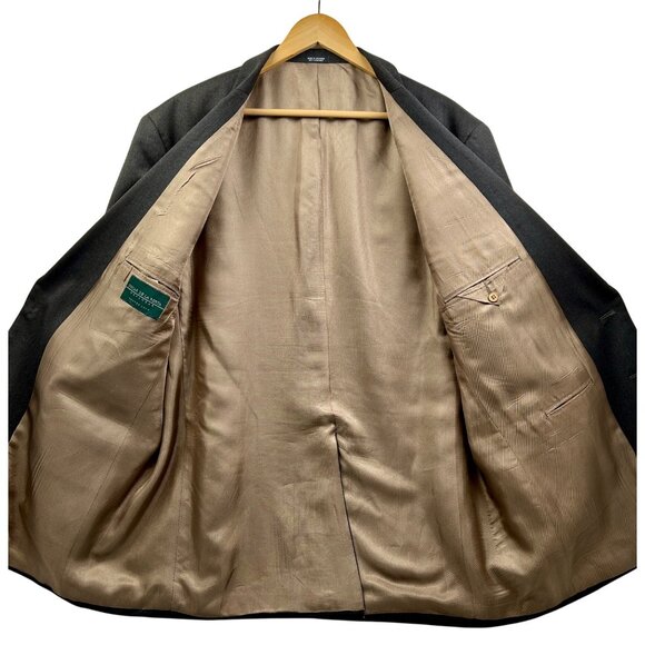 Oscar de la Renta Blazer Jacket Mens 48L Gray Herringbone 100% Wool Classic Fit - Picture 3 of 12